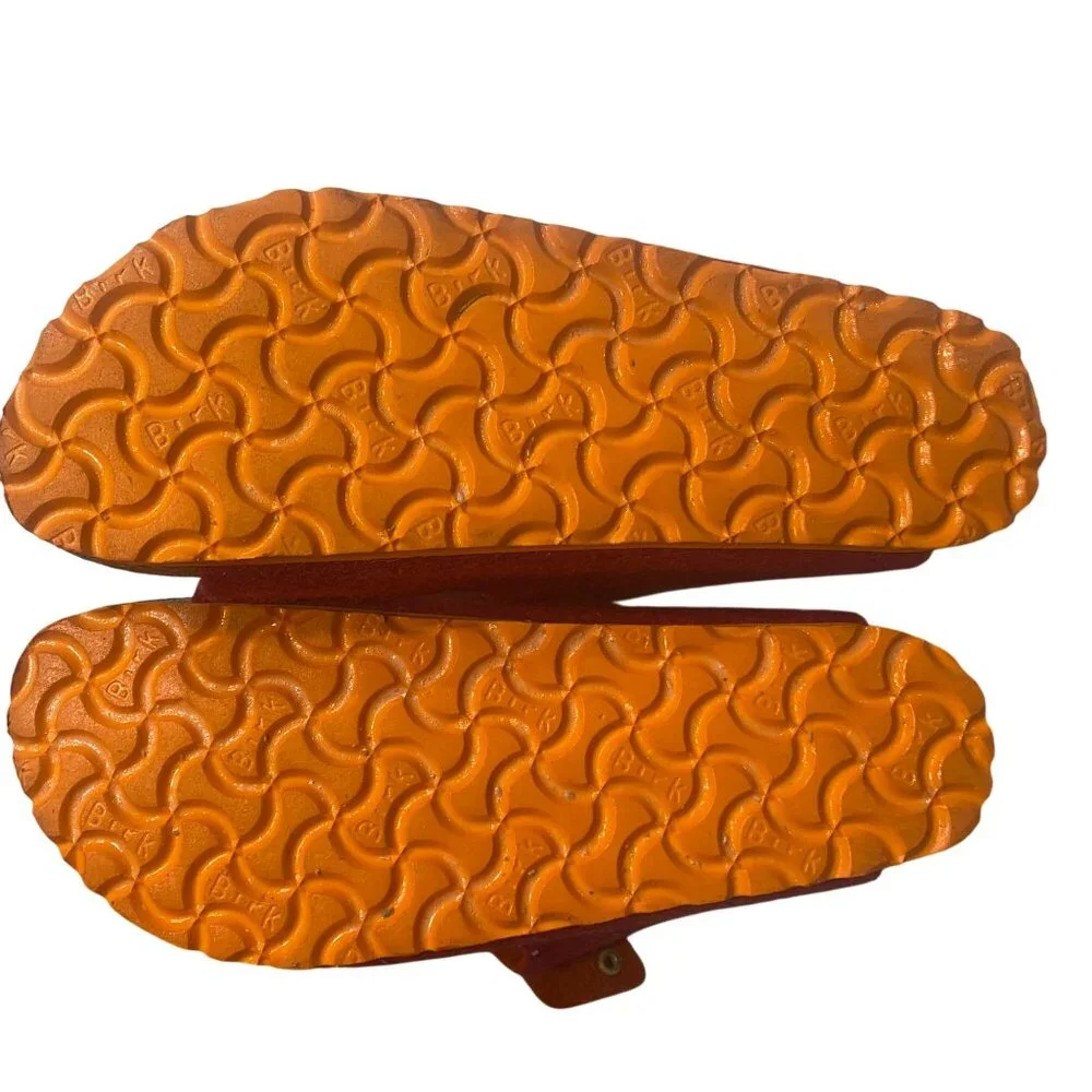 Birkenstock 37 US 6 Pink Wool Felt Sandals With Dual Adjustable Straps & Cork So - Picture 10 of 11